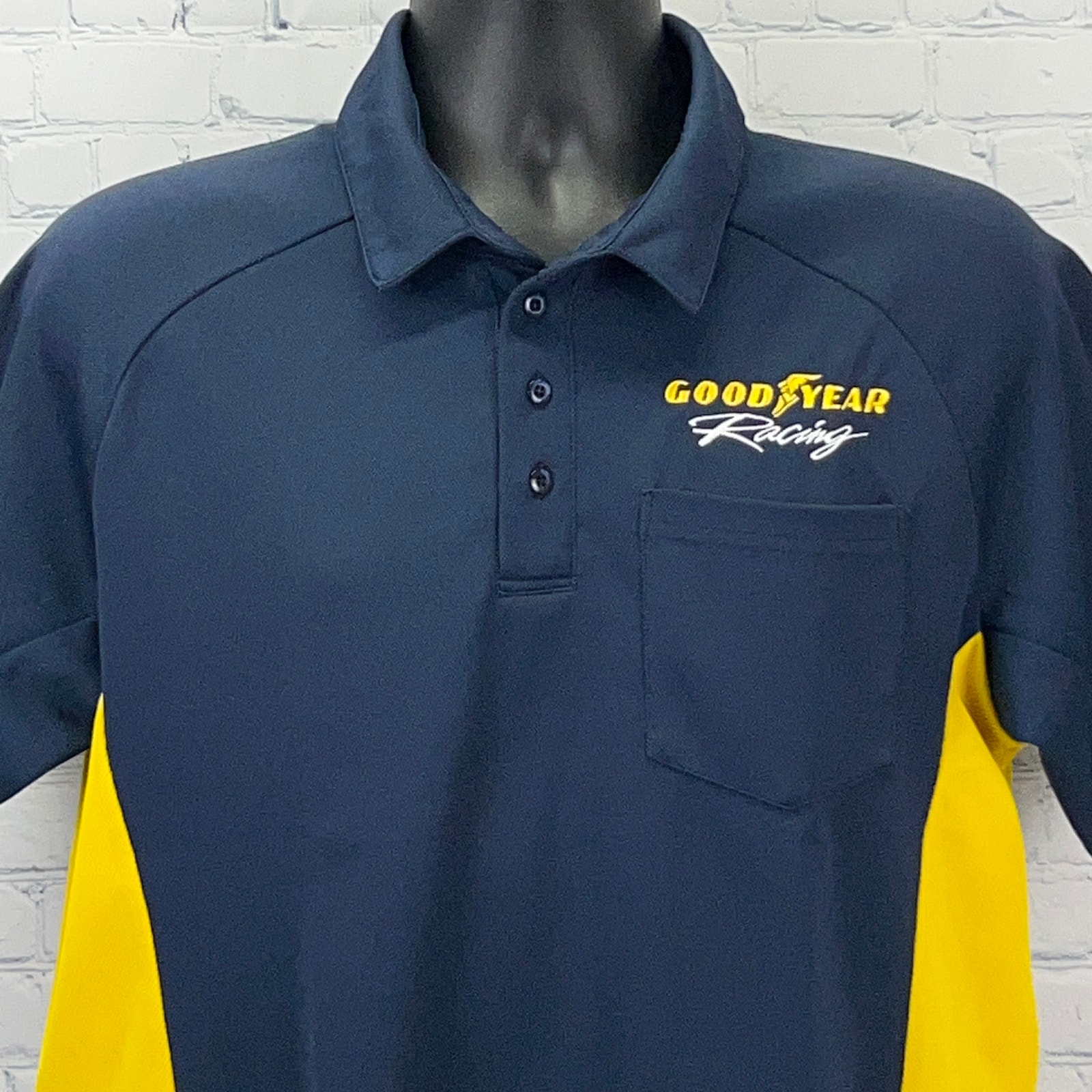 Goodyear Racing Polo Shirt Blue Motorsports Auto Racing Boardroom Mens M Medium